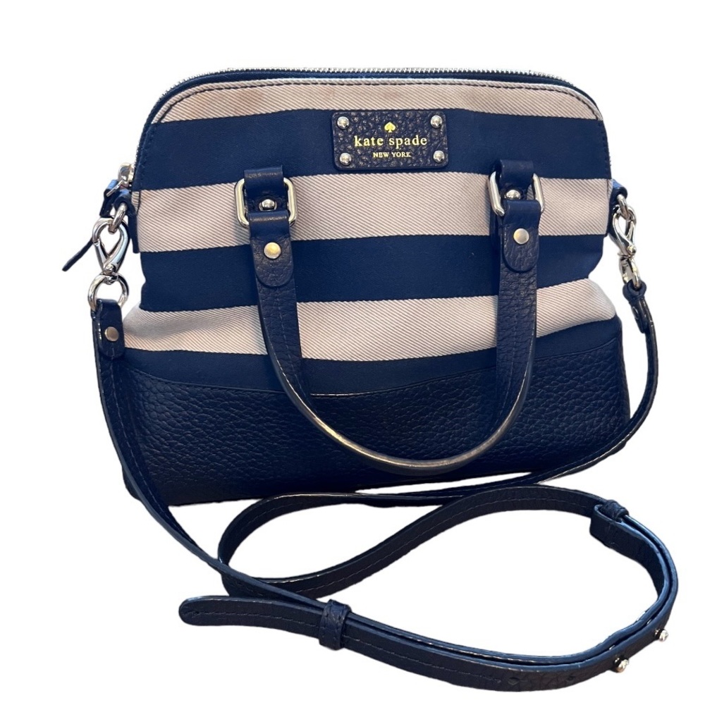 kate spade Navy and Ivory Striped Crossbody Satchel